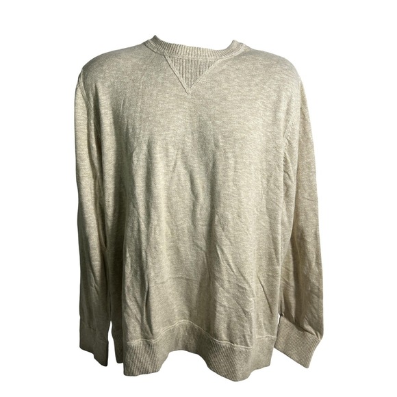 Eddie Bauer Sweater Mens 2XL Beige Oatmeal Cotton Knit Crewneck Pullover Casual - Picture 1 of 8